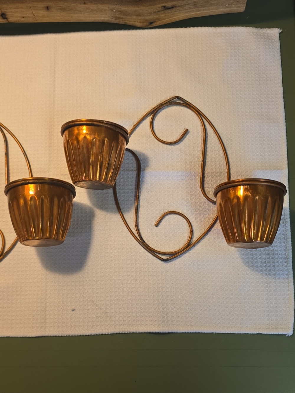 0VINTAGE MCM Copper Wall Sconce Set